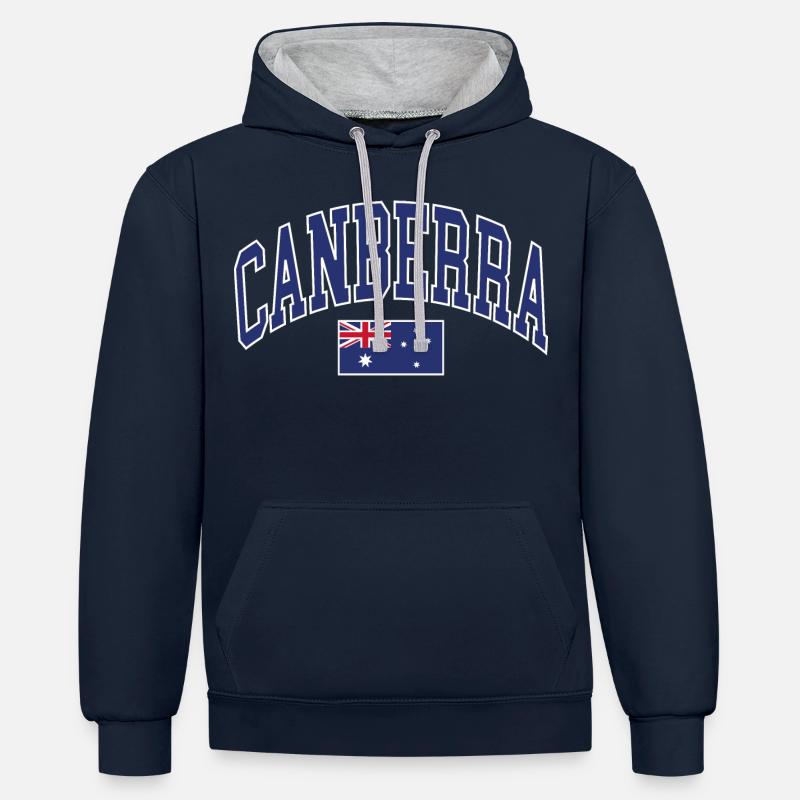 Canberra - Sweat à capuche contrasté - bleu marine/gris chiné
