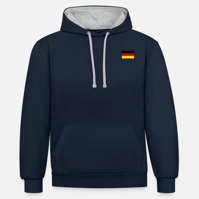 Drapeau allemand - Sweat à capuche contrasté - bleu marine/gris chiné