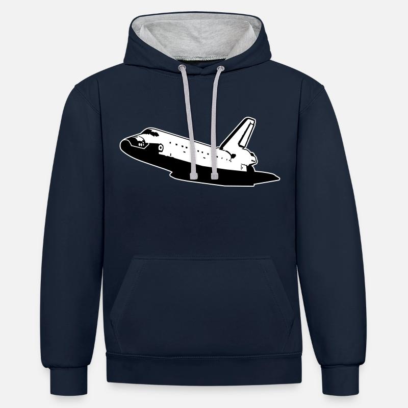 Navette spatiale (aucun emblèmes) - Sweat à capuche contrasté - bleu marine/gris chiné