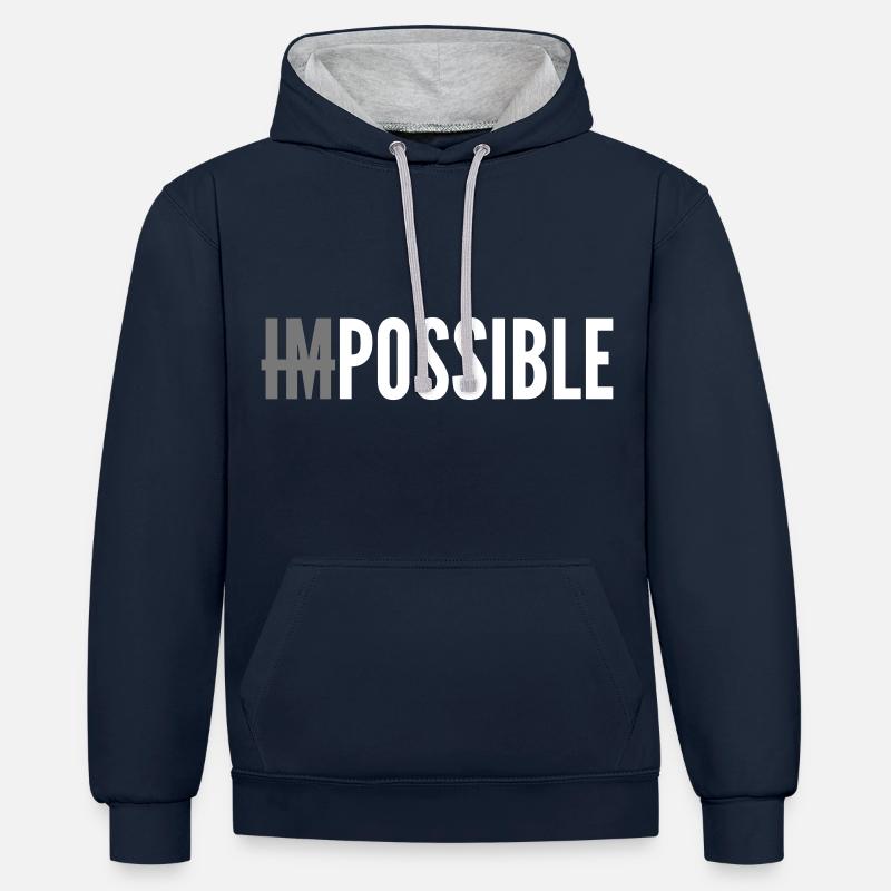 IMPOSSIBLE - POSSIBLE - Sweat à capuche contrasté - bleu marine/gris chiné