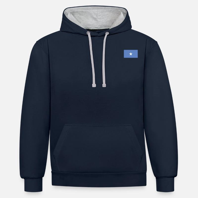 Drapeau de la Somalie - Sweat à capuche contrasté - bleu marine/gris chiné