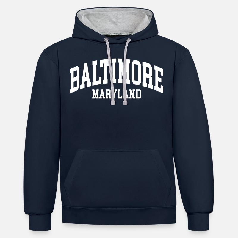 Baltimore - Sweat à capuche contrasté - bleu marine/gris chiné