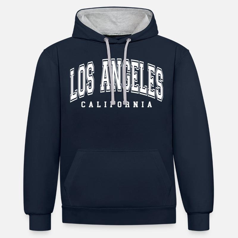 Los Angeles - Sweat à capuche contrasté - bleu marine/gris chiné