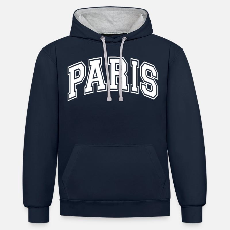 Paris - Sweat à capuche contrasté - bleu marine/gris chiné