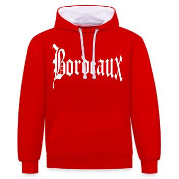 Bordeaux - Sweat à capuche contrasté - rouge/blanc - Devant - Liana (172cm) & Jaron (178cm)