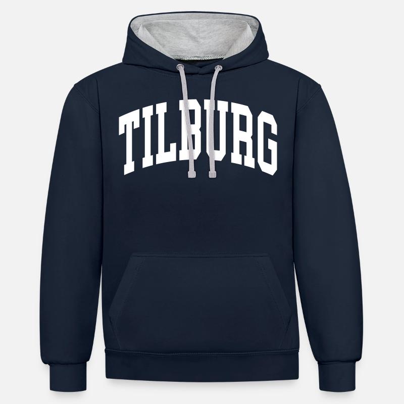 Tilburg - Sweat à capuche contrasté - bleu marine/gris chiné