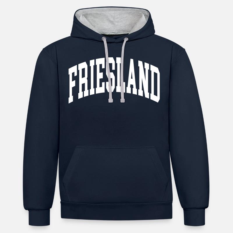 Frise - Sweat à capuche contrasté - bleu marine/gris chiné