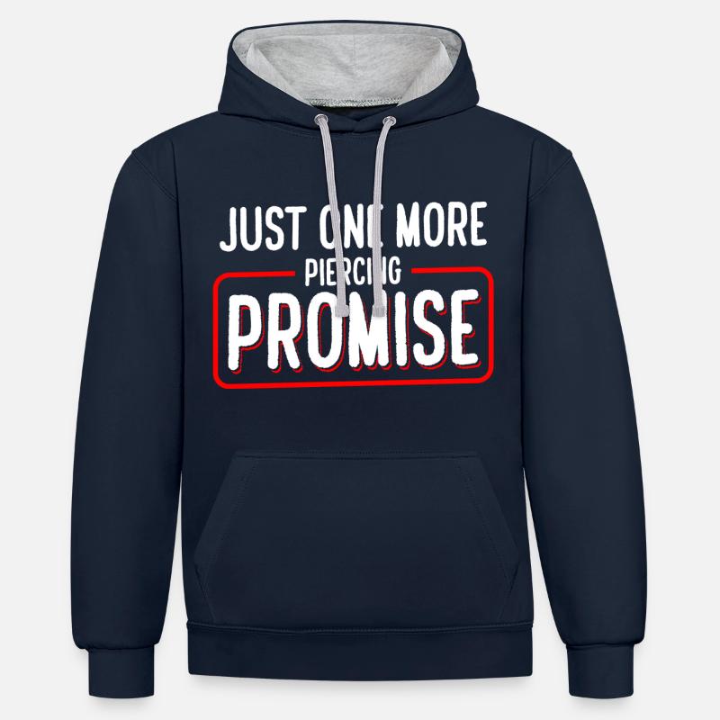 Piercing Schmuck Studio - Kontrast-Hoodie - Navy/Grau meliert