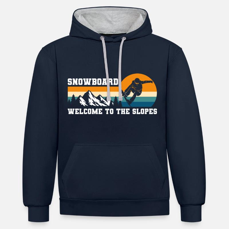 Piste de neige pour snowboarder - Sweat à capuche contrasté - bleu marine/gris chiné
