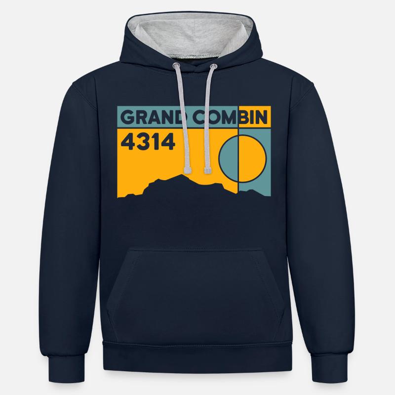 Grand Combin - Sweat à capuche contrasté - bleu marine/gris chiné
