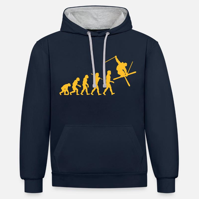 Ski Evolution - Sweat à capuche contrasté - bleu marine/gris chiné