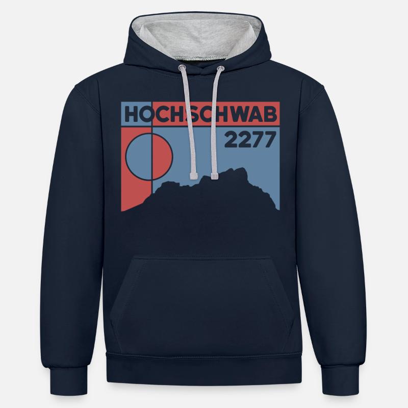 Hochschwab - Sweat à capuche contrasté - bleu marine/gris chiné