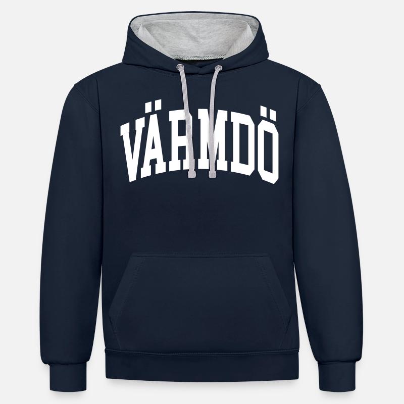 Värmdö - Sweat à capuche contrasté - bleu marine/gris chiné