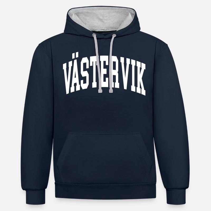 Västervik - Sweat à capuche contrasté - bleu marine/gris chiné