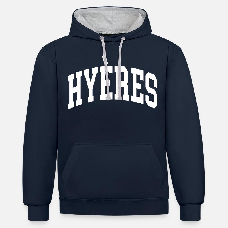 Hyères - Sweat à capuche contrasté - bleu marine/gris chiné