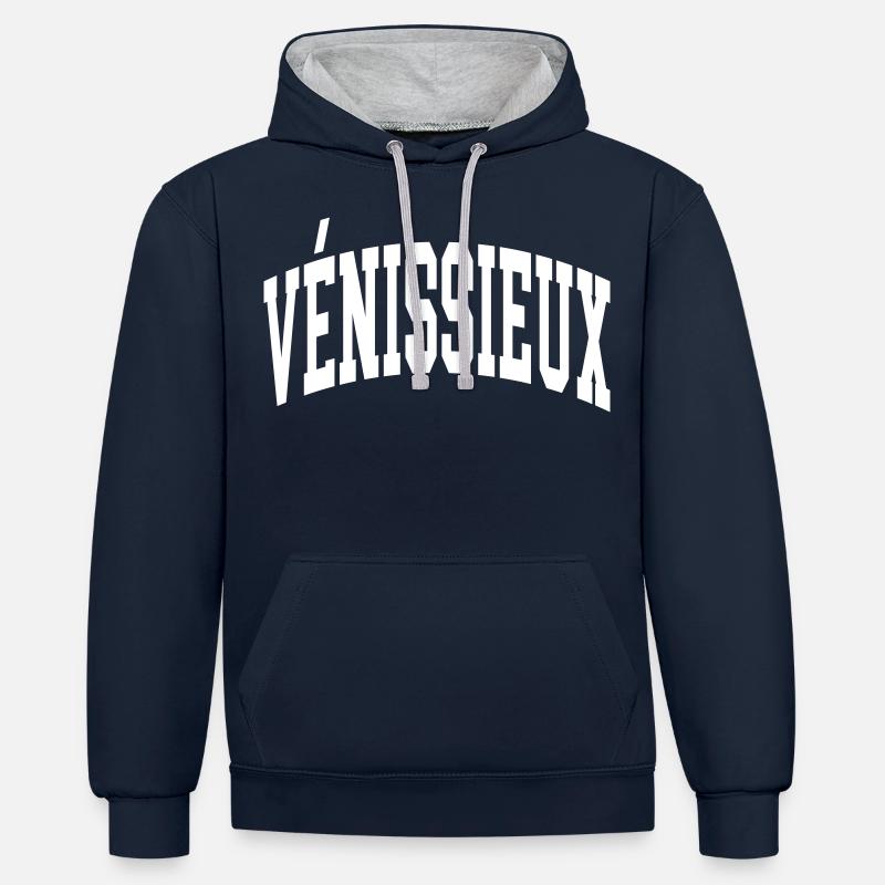 Vénissieux - Sweat à capuche contrasté - bleu marine/gris chiné