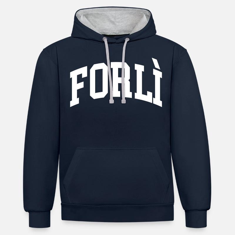 Forlì - Sweat à capuche contrasté - bleu marine/gris chiné