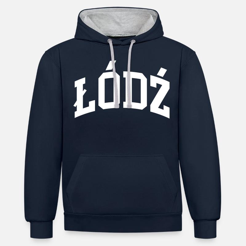 Łódź - Sweat à capuche contrasté - bleu marine/gris chiné