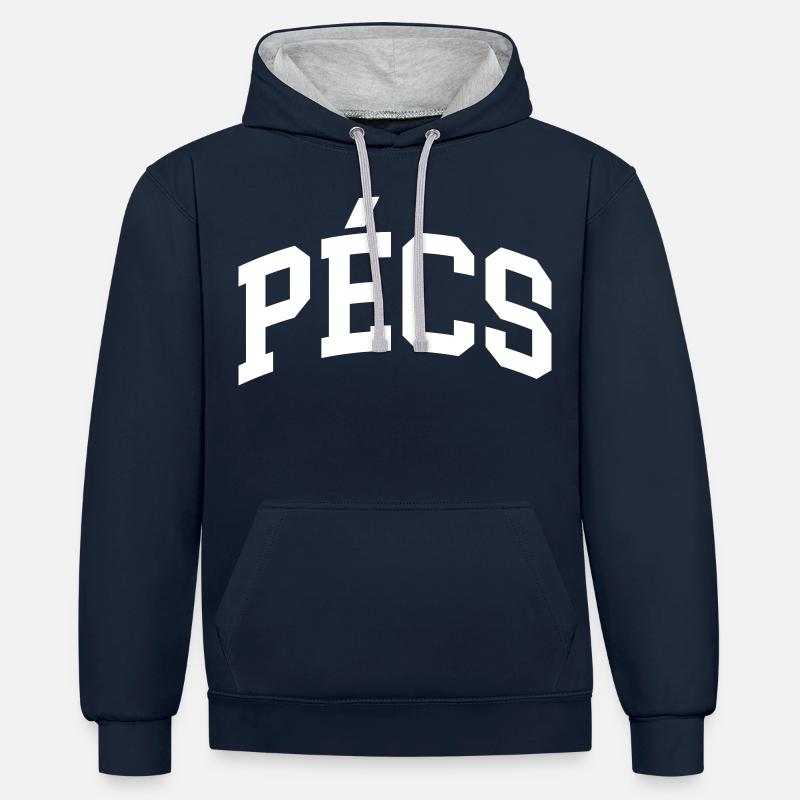 Pécs - Sweat à capuche contrasté - bleu marine/gris chiné