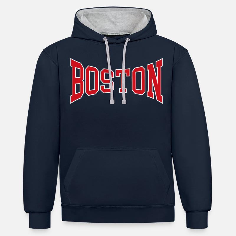 Boston - Sweat à capuche contrasté - bleu marine/gris chiné