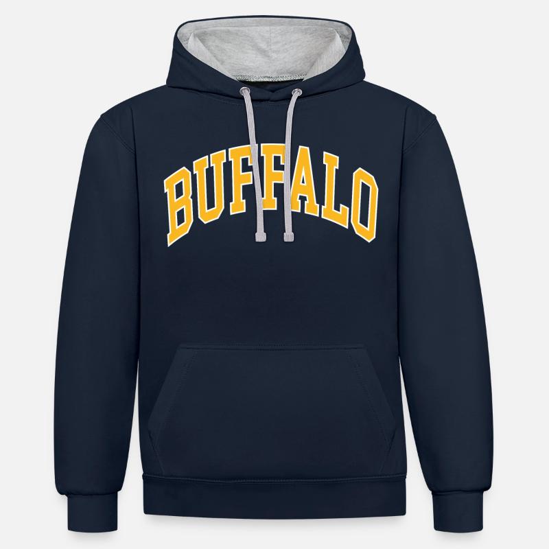Buffle - Sweat à capuche contrasté - bleu marine/gris chiné