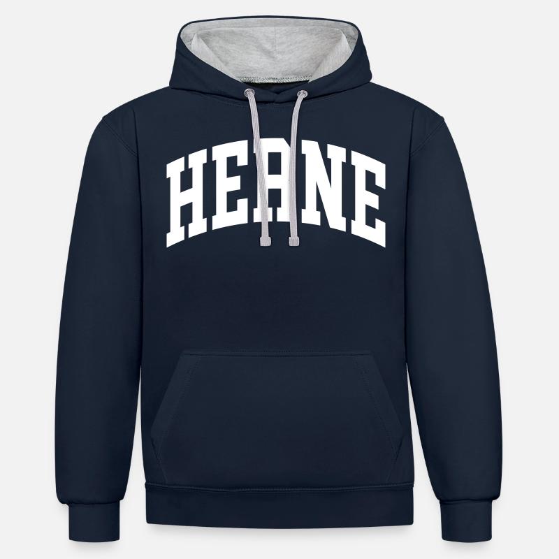 Herne - Sweat à capuche contrasté - bleu marine/gris chiné