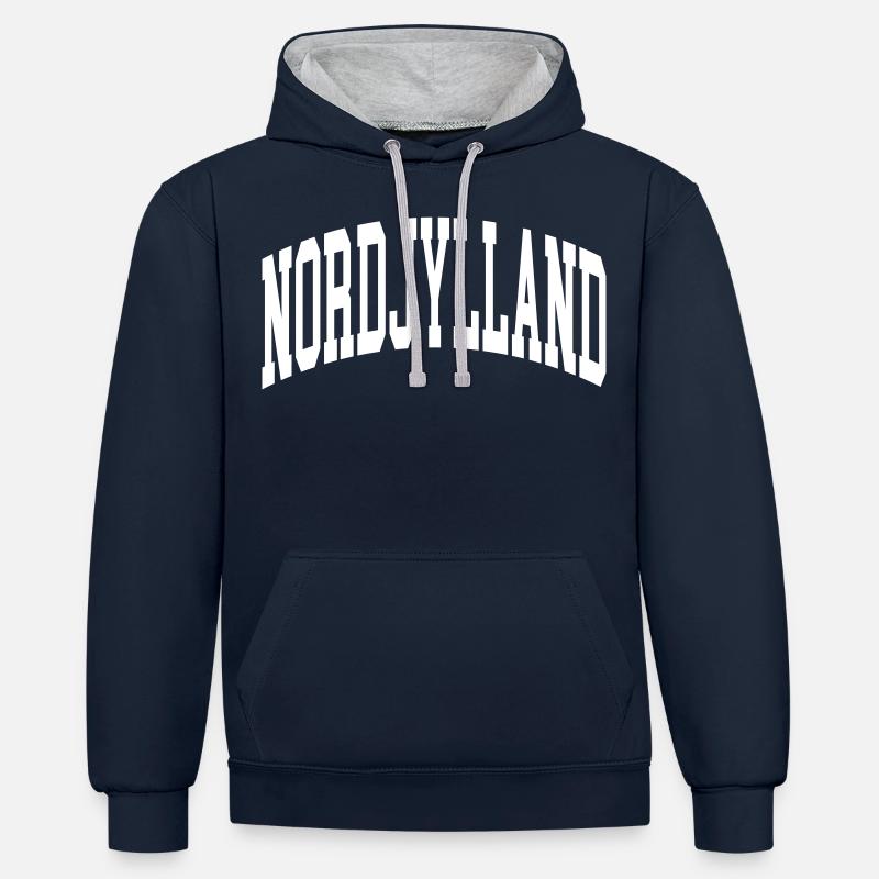 Nordjylland - Sweat à capuche contrasté - bleu marine/gris chiné