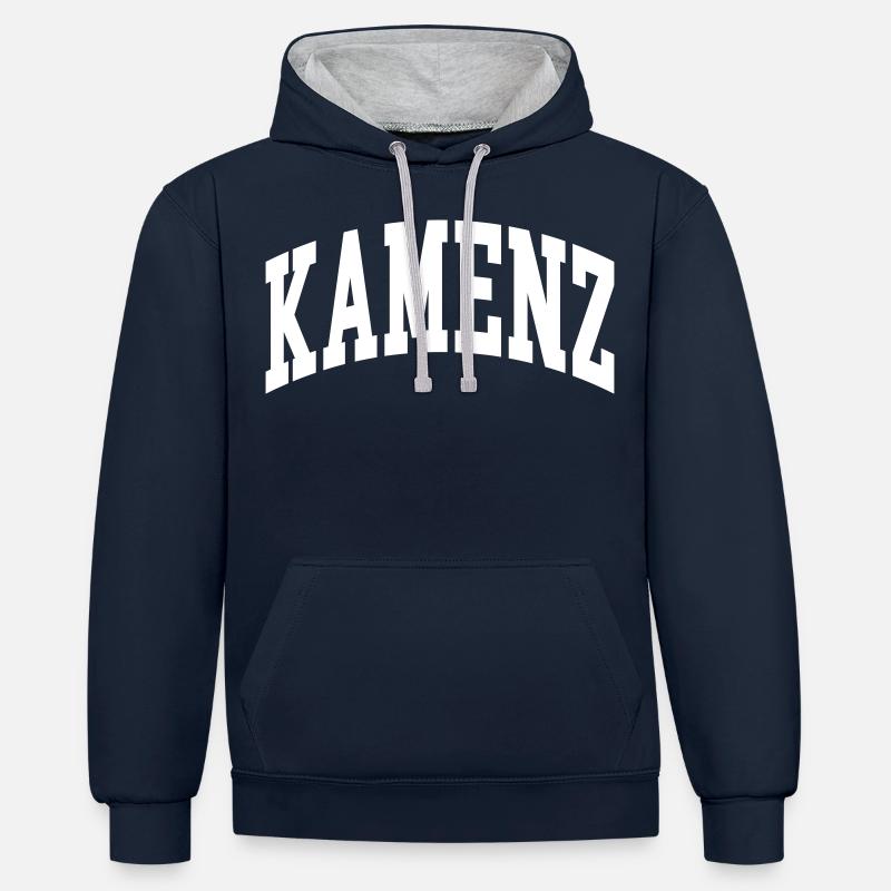Kamenz - Sweat à capuche contrasté - bleu marine/gris chiné