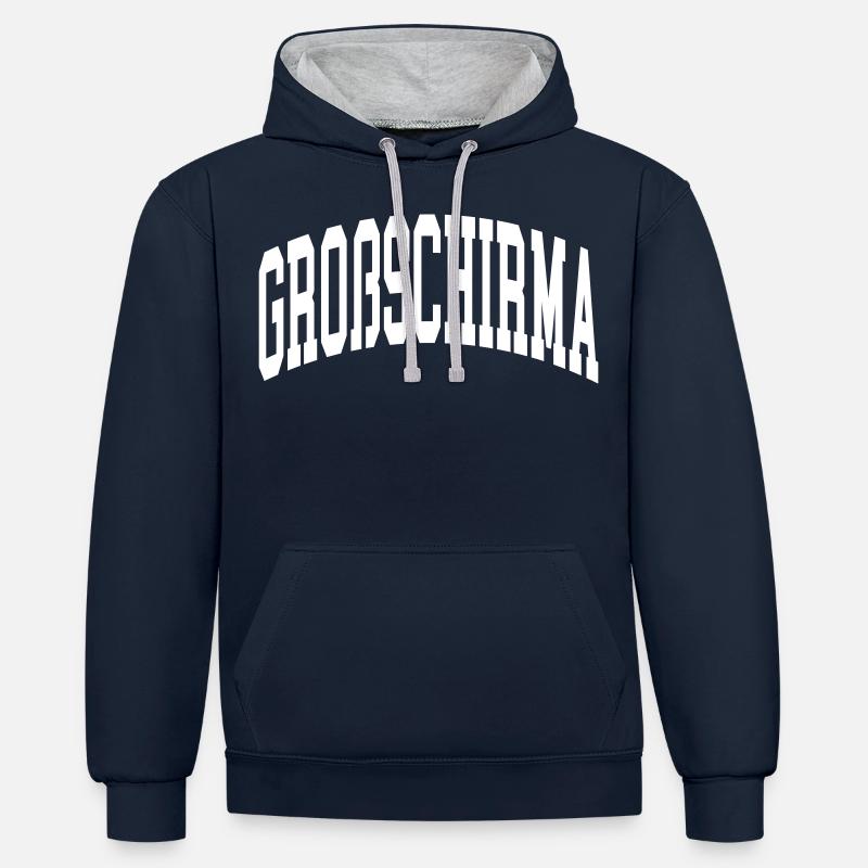 Großschirma - Sweat à capuche contrasté - bleu marine/gris chiné