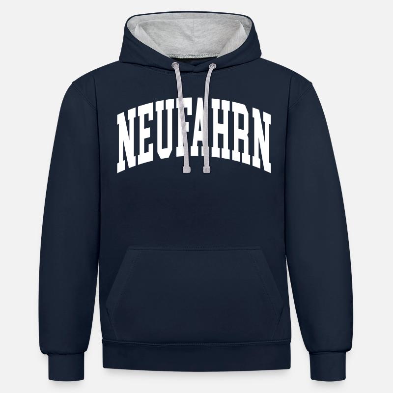 Neufahrn - Sweat à capuche contrasté - bleu marine/gris chiné