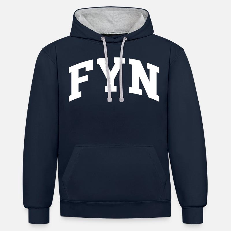 Fyn - Sweat à capuche contrasté - bleu marine/gris chiné