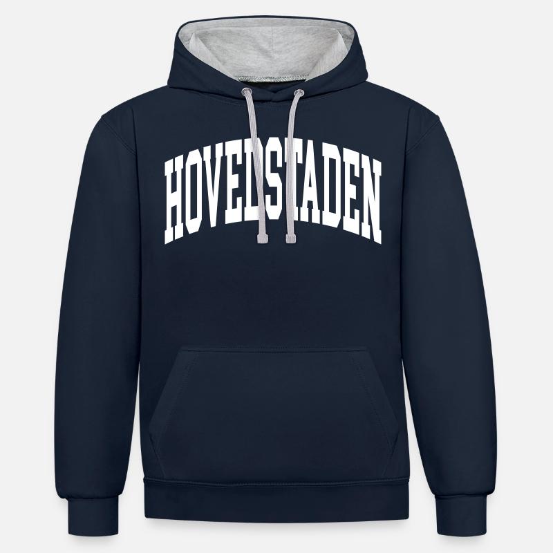 Hovedstaden - Sweat à capuche contrasté - bleu marine/gris chiné