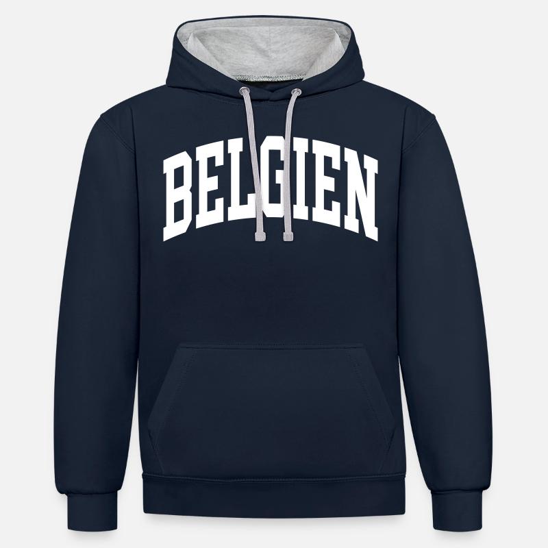 Belgique - Sweat à capuche contrasté - bleu marine/gris chiné