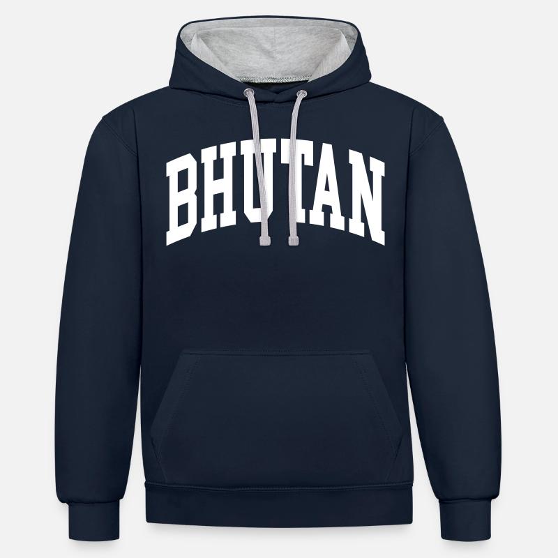 Bhoutan - Sweat à capuche contrasté - bleu marine/gris chiné
