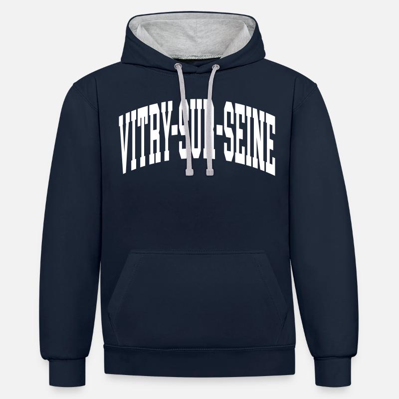 Vitry-sur-Seine - Sweat à capuche contrasté - bleu marine/gris chiné