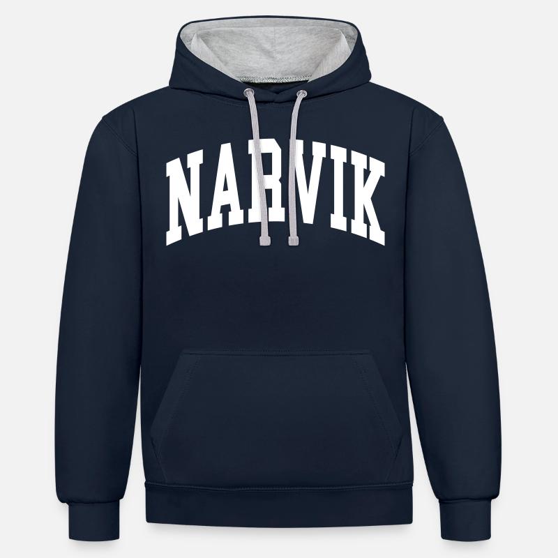 Narvik - Sweat à capuche contrasté - bleu marine/gris chiné