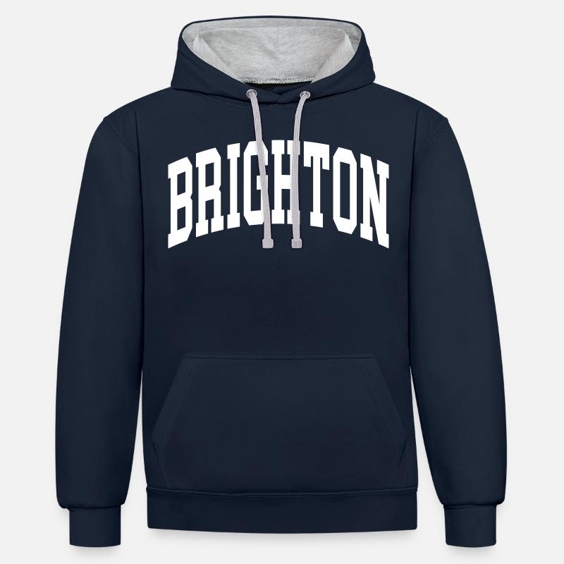Brighton - Sweat à capuche contrasté - bleu marine/gris chiné
