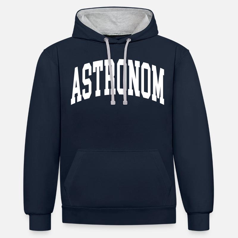 Astronome - Sweat à capuche contrasté - bleu marine/gris chiné