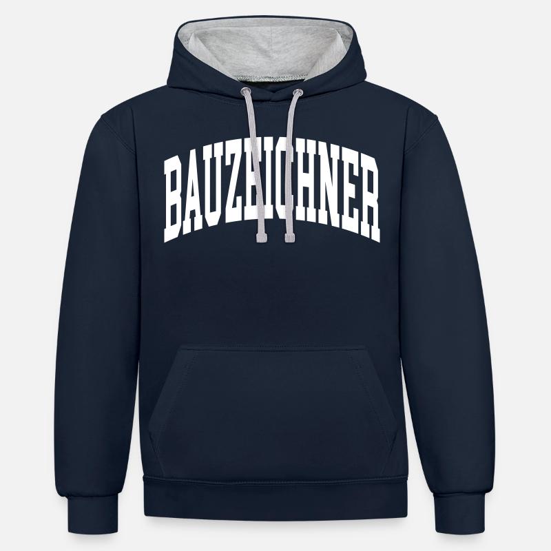 Dessinateur - Sweat à capuche contrasté - bleu marine/gris chiné
