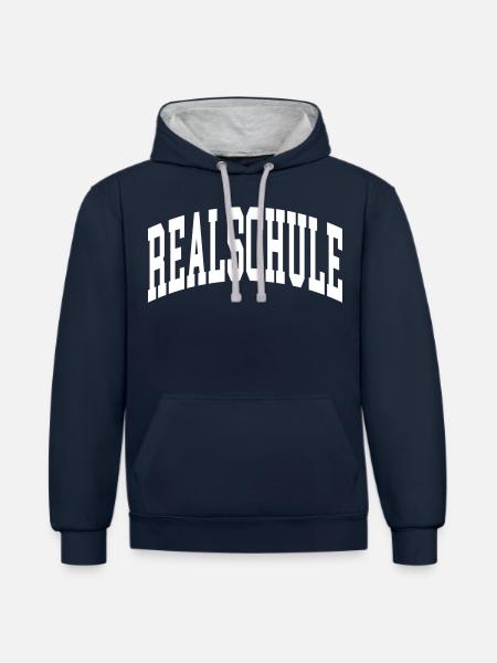 Realschule - Kontrast-Hoodie - Navy/Grau meliert