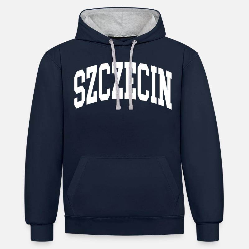 Szczecin - Sweat à capuche contrasté - bleu marine/gris chiné