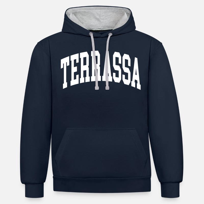 Terrassa - Sweat à capuche contrasté - bleu marine/gris chiné