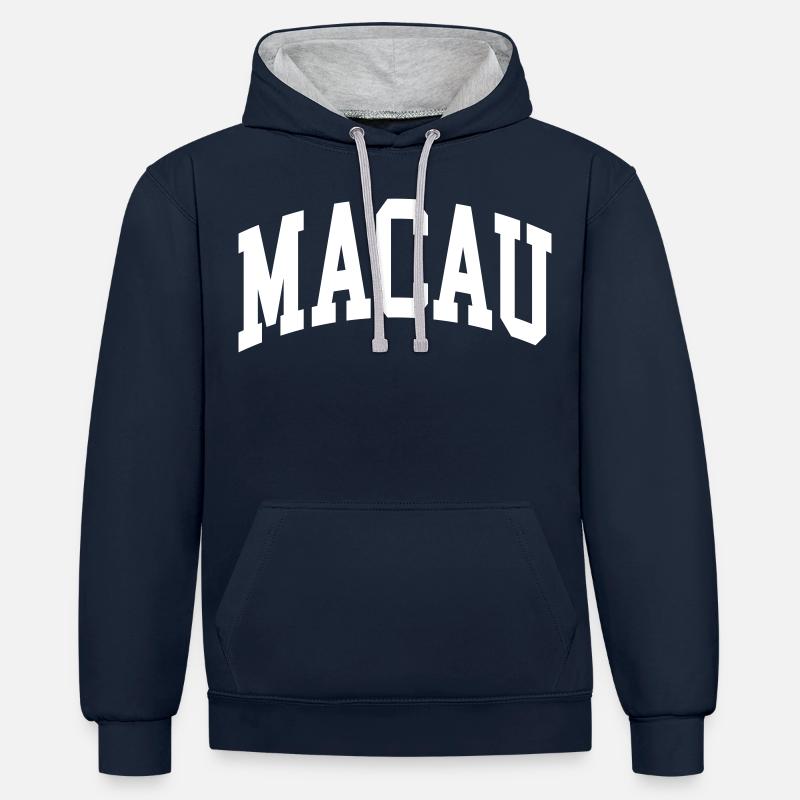 Macao - Sweat à capuche contrasté - bleu marine/gris chiné