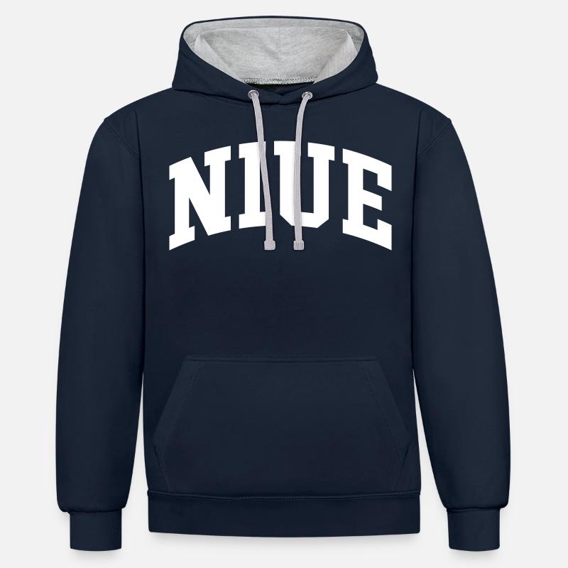 Nioué - Sweat à capuche contrasté - bleu marine/gris chiné
