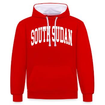 South Sudan - Contrast hoodie - red/white - Front - Liana (172cm) & Jaron (178cm)