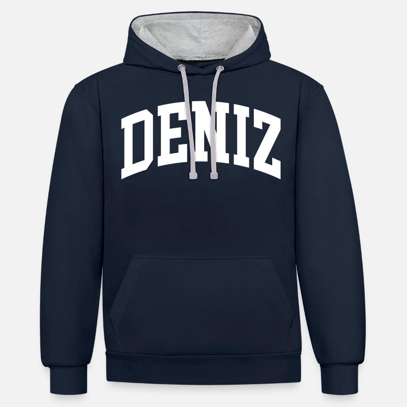 Dalton - Sweat à capuche contrasté - bleu marine/gris chiné