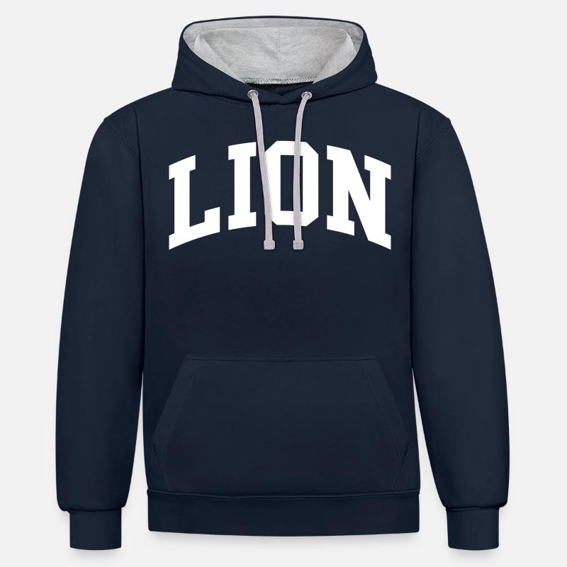 Lion - Sweat à capuche contrasté - bleu marine/gris chiné