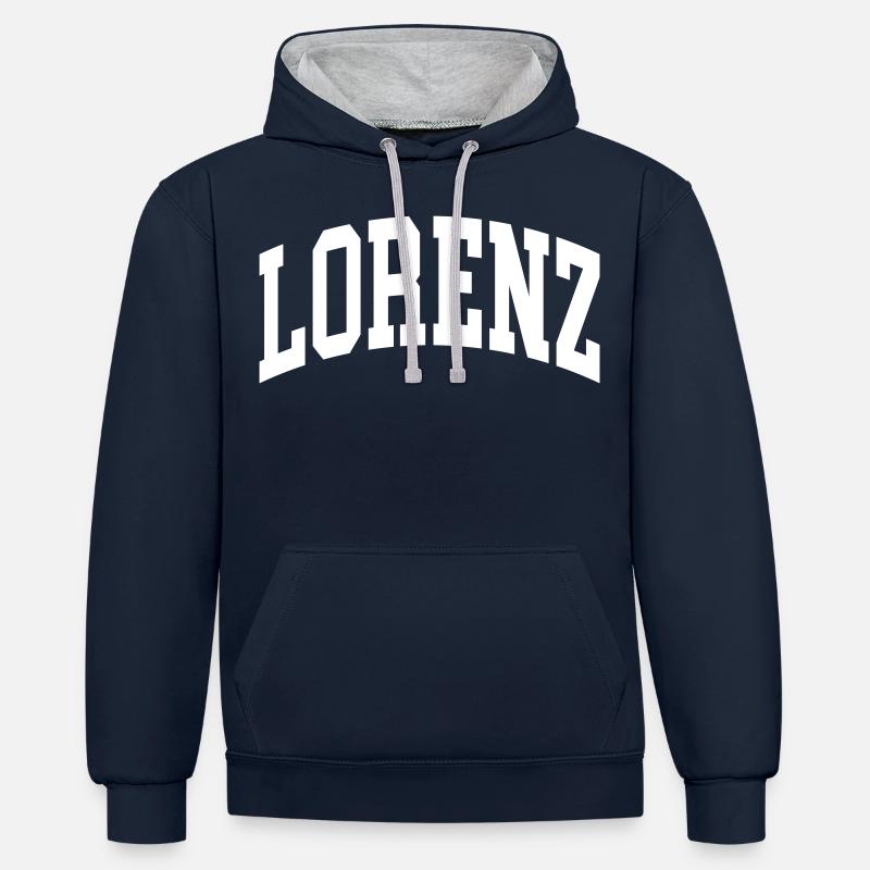 Lorenz - Sweat à capuche contrasté - bleu marine/gris chiné
