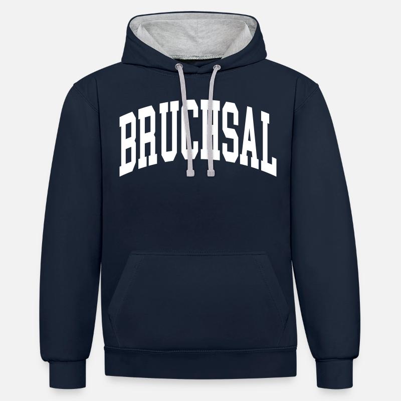 Bruchsal - Sweat à capuche contrasté - bleu marine/gris chiné
