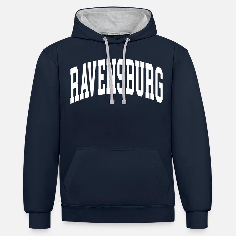 Ravensbourg - Sweat à capuche contrasté - bleu marine/gris chiné